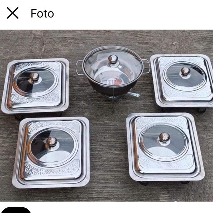 Terlaris Fw Prasmanan Set 5 In 1 Stainless-Prasmanan Hajatan-Warmer Set-Prasmanan