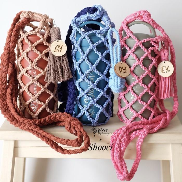 Terlaris Custom Tumbler Bag/ Tas Termos Botol Minum Rajut/ Macrame Bag
