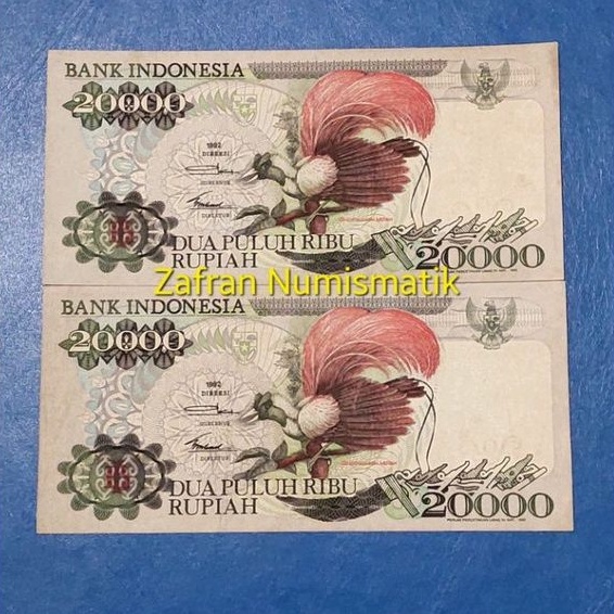 ZN747. Uang Kuno Rp 20000 Cendrawasih Tahun 1992 IMP 1992