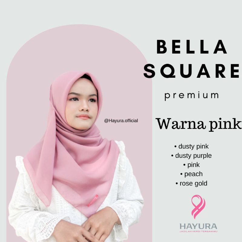 Hayura - Hijab Bella Square Warna Dusty Pink dan Dusty Purple Hijab SegiEmpat Polos