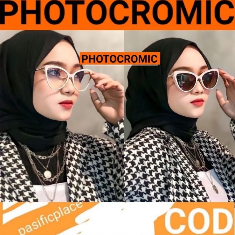 Kacamata Wanita CLIP ON Minus Normal Silinder Photocromic Antiradiasi Bluecromic 95658