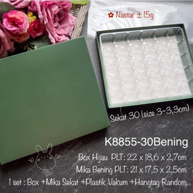 

:=:=:=:=] Kotak Box + Mika Sekat 30 Hijau Nastar Kue Kering Lebaran Idul Fitri