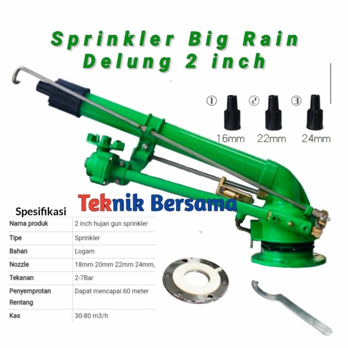 Terlaris Sprinkler Big Rain Delung 2 Inch Sprinkler Pertanian Big Gun