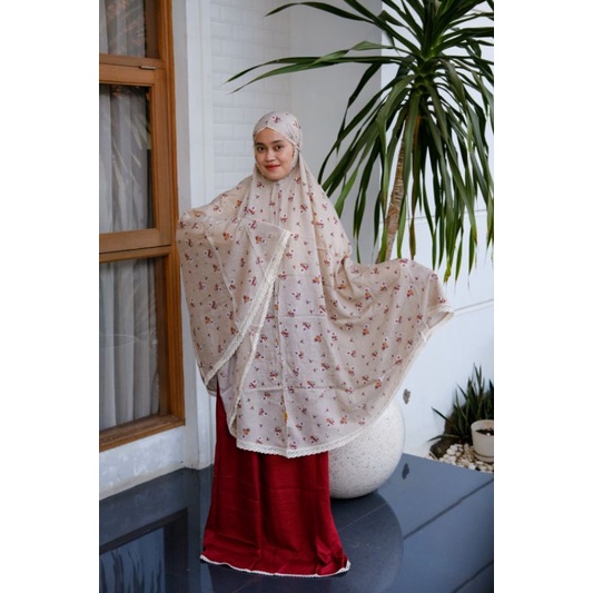 Mukena Dewasa Jumbo 2 in 1 Motif Bahan Rayon Premium Jatuh Adem Ponco Pouch