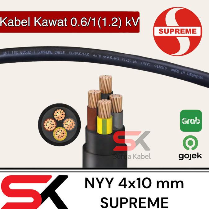 KABEL LISTRIK NYY 4x10 SUPREME / NYY 4 x 10 / KABEL TUNGGAL 4x10 MM