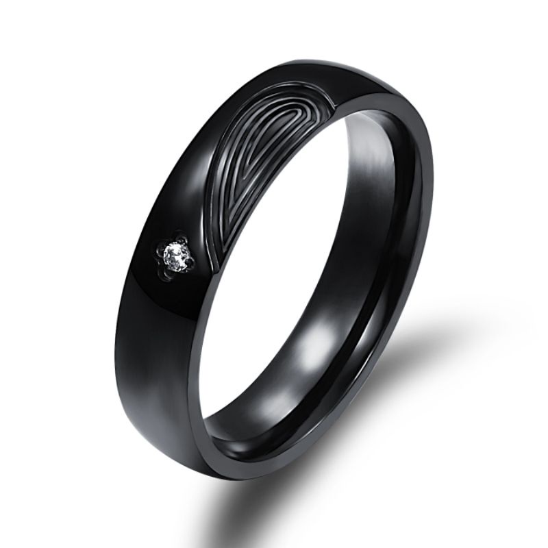 Cincin Pria Hitam Titanium Asli Perhiasan Anti Karat