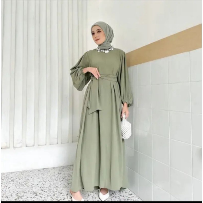 dress muslim wanita#gamis kondangan#gamis terbaru#gamis polos#sage