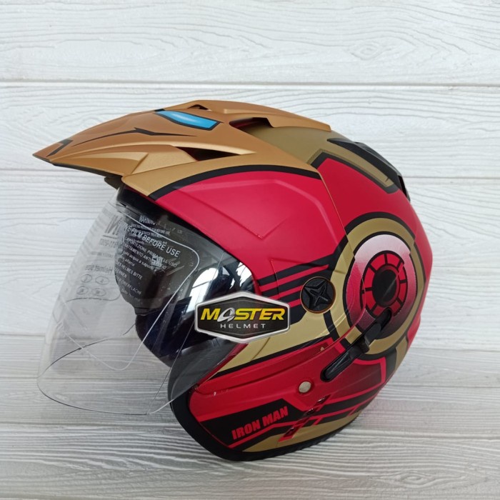 Helm Double Visor Motif Marvel Ironman Helm Dewasa