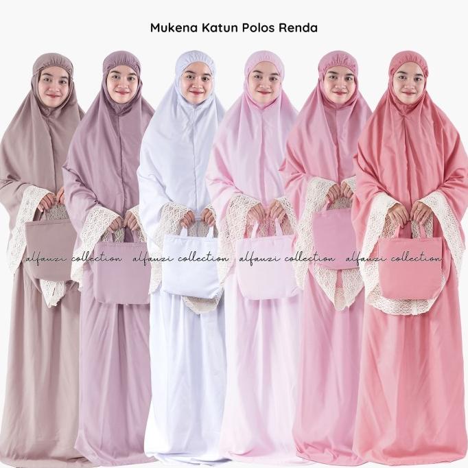 Mukena Katun Polos Renda / mukena dewasa katun polos premium
