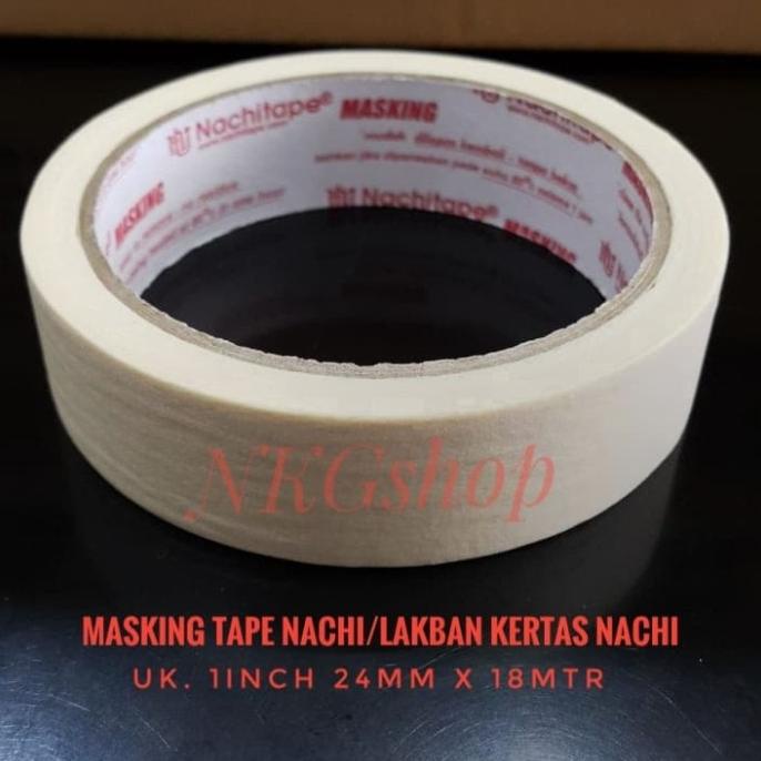 

SALE Masking tape/Lakban kertas Nachi 1inch 24mm x 18mtr(min 1dus = 96roll)