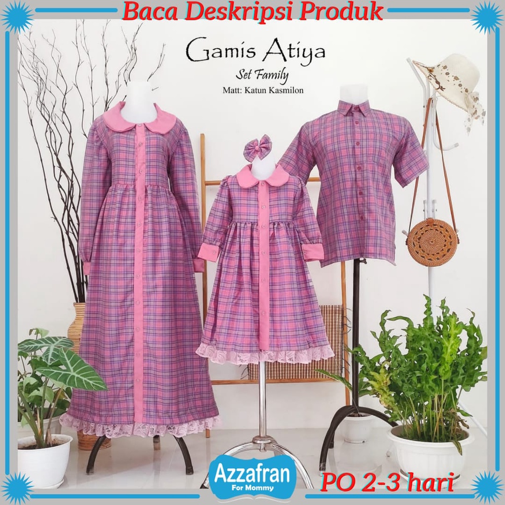 Gamis Atiya | Couple Baju Katun Anak Perempuan & Dewasa | Seragam Lebaran Terbaru Murah Azzafran