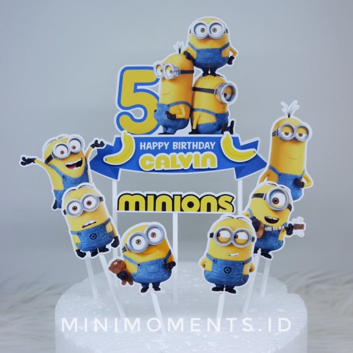 Terlaris Cake Topper 3D Custom Nama Karakter Minions Minion Hiasan Ulang Tahun
