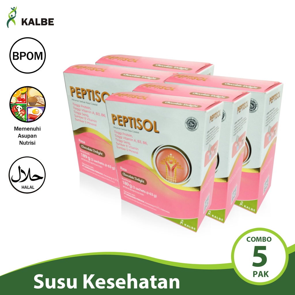 

Kalbe Peptisol Susu Kesehatan Combo 5 Pak Bpom Rasa Coklat Delight Cmb05-Sah