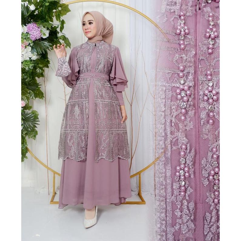 Gamis tile cardigan/ gamis/ gamis terbaru/ gamis pesta/ gamis kondangan/ gamis tile/ gamis brukat/ g