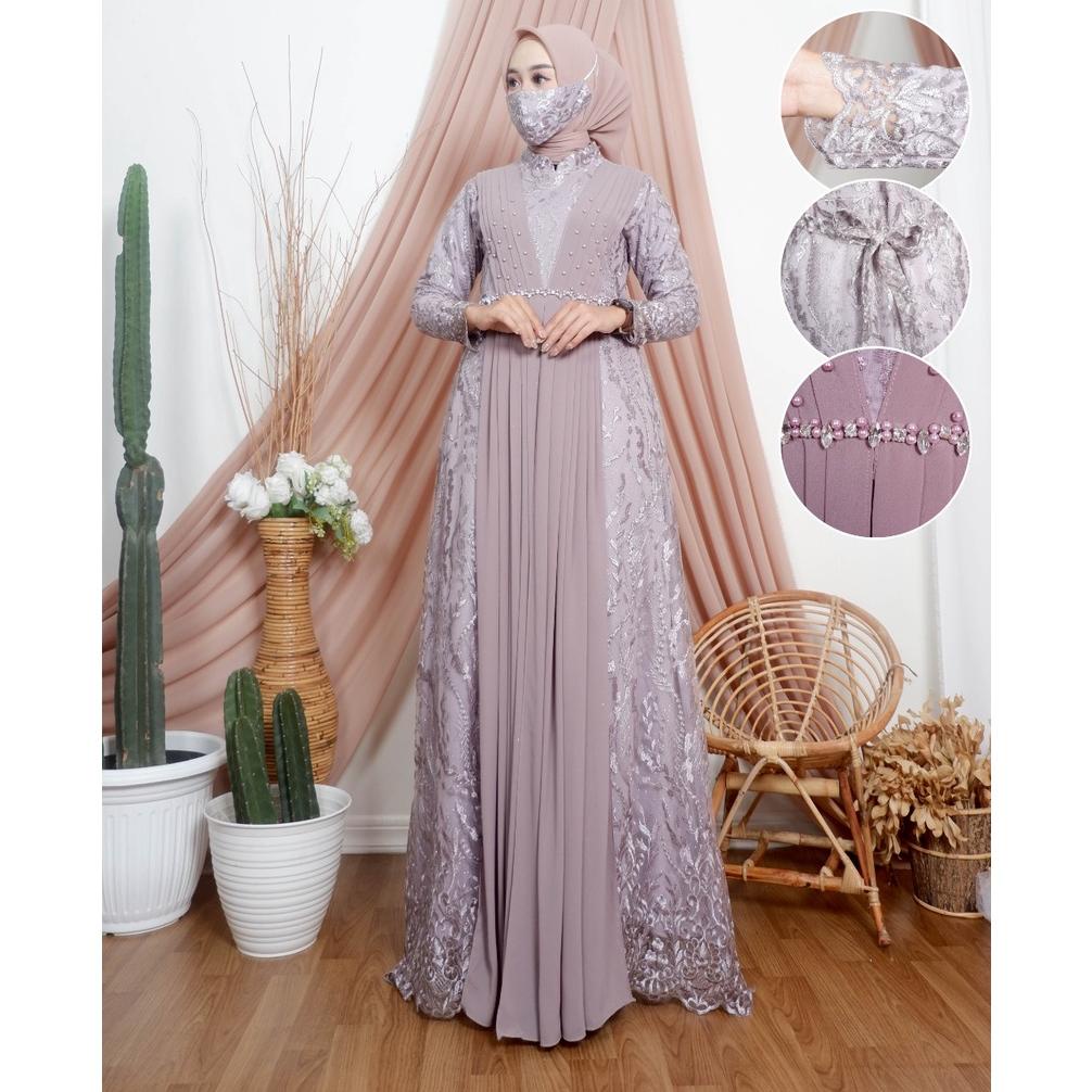 Gamis Tile Selendang Ceruty| Gamis| Gamis Pesta| Gamis Kondangan| Gamis Tile| Gamis Brukat| Gamis Br