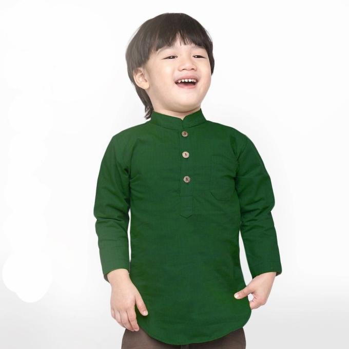 KEMEJA KOKO ANAK Lengan Panjang HIJAU BOTOL 1-10 Tahun Baju Koko Kurta