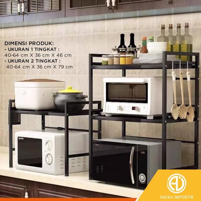 Rak Microwave Oven Tingkat Susun Meja Dapur Adjustable Serbaguna