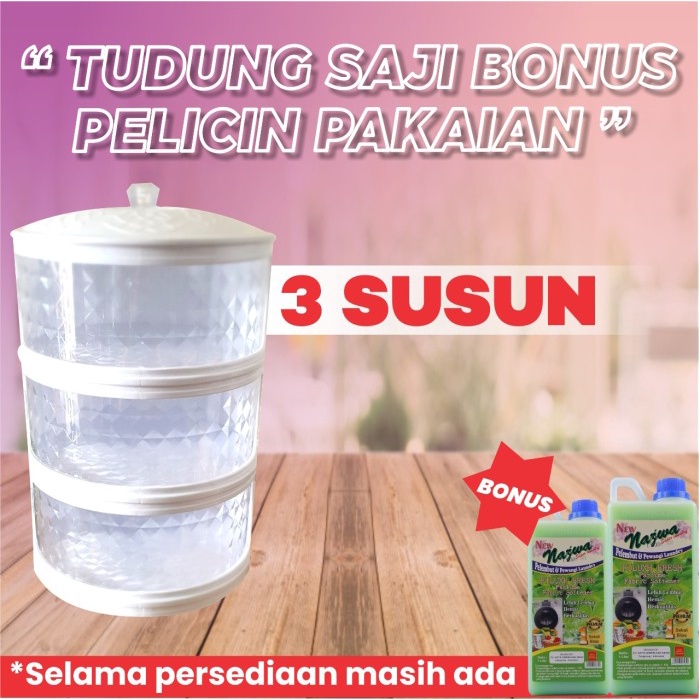 Terlaris [Diamond Shape] Tudung Saji 3 Susun Putih / Rak Makanan Susun Kekinian