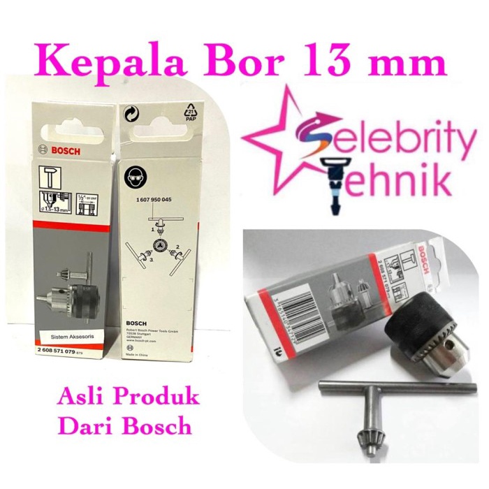 Kepala Bor 13 mm Bosch Asli / Keyed Chuck 13 mm + Kunci Bor