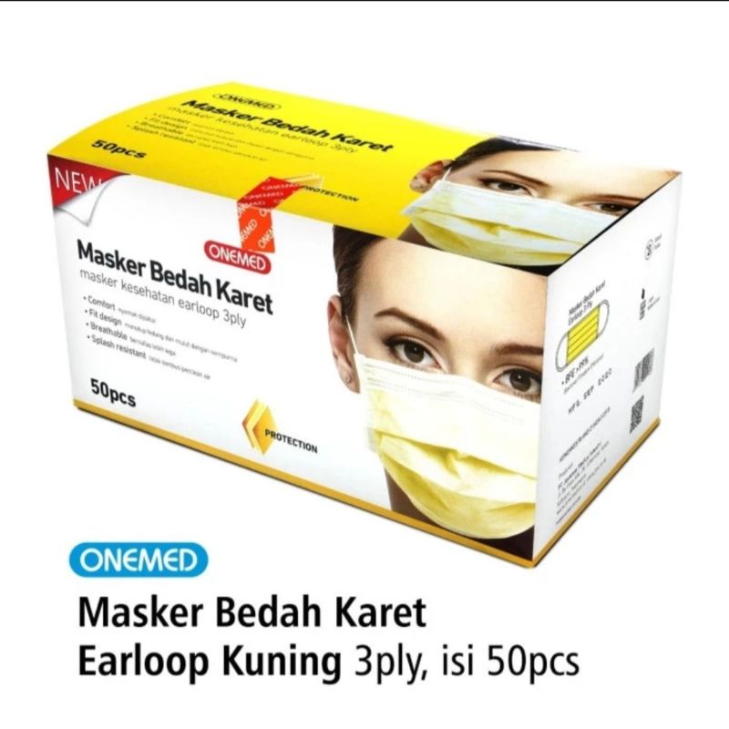 Masker bedah kuning onemed isi 50 pcs
