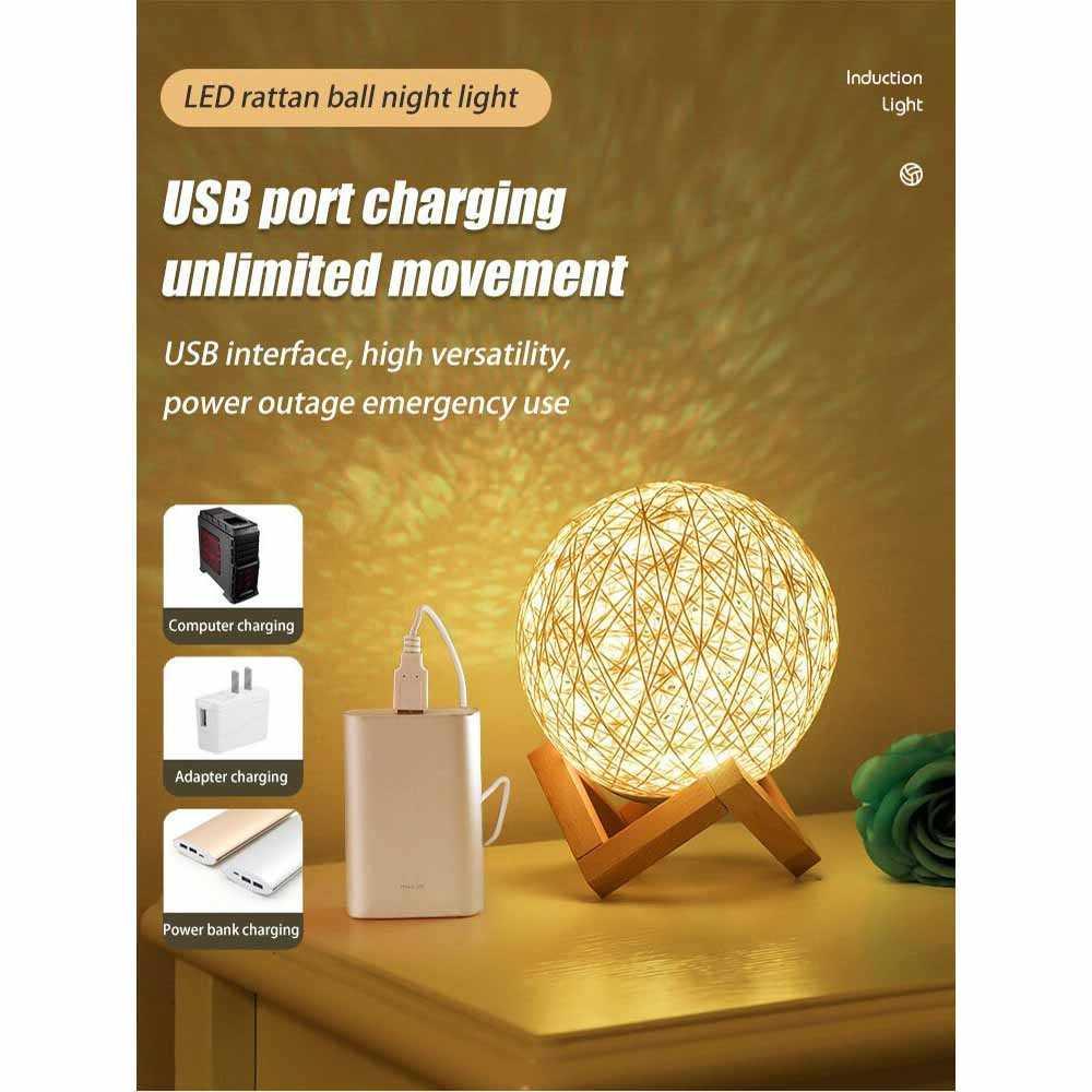 Ahomeone Lampu Tidur Bola 3D RGB Rechargeable 20cm with Remote - OU13