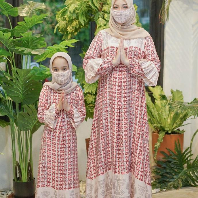 Gamis couple ibu dan anak Azka maxi motif/fashion muslim terbaru