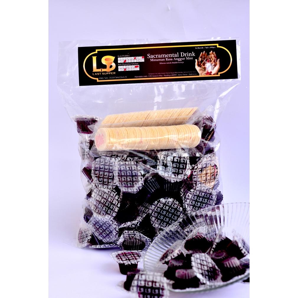 

( BISA COD ) Minuman Rasa Anggur Perjamuan Cup + Hosti Ayat (isi 100pcs) non alkohol ,.