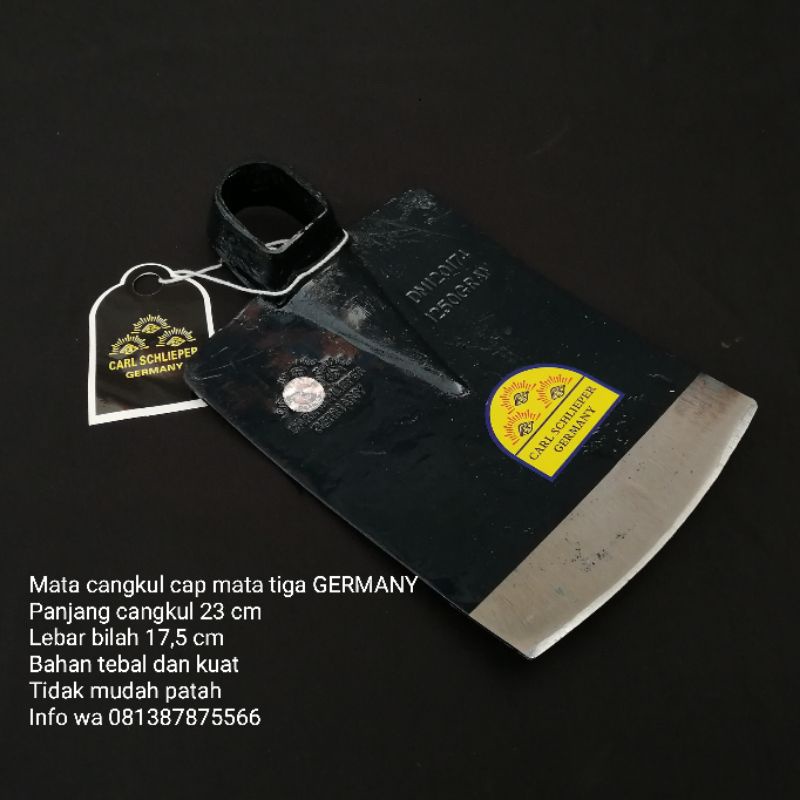 cangkul tanah baja per cap mata tiga germany