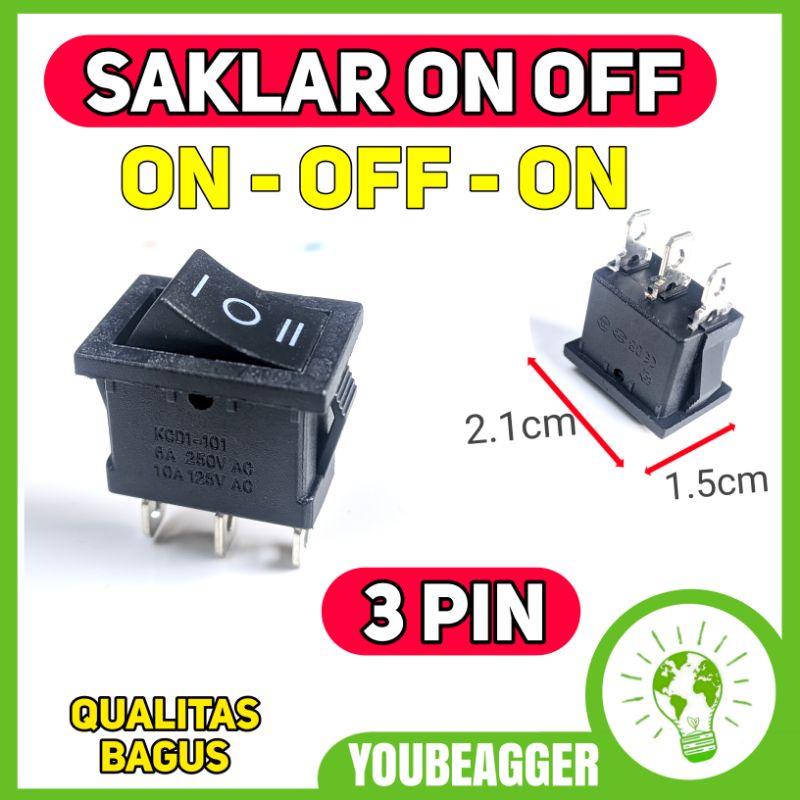 Switch on off 3 PIN ON OFF ON