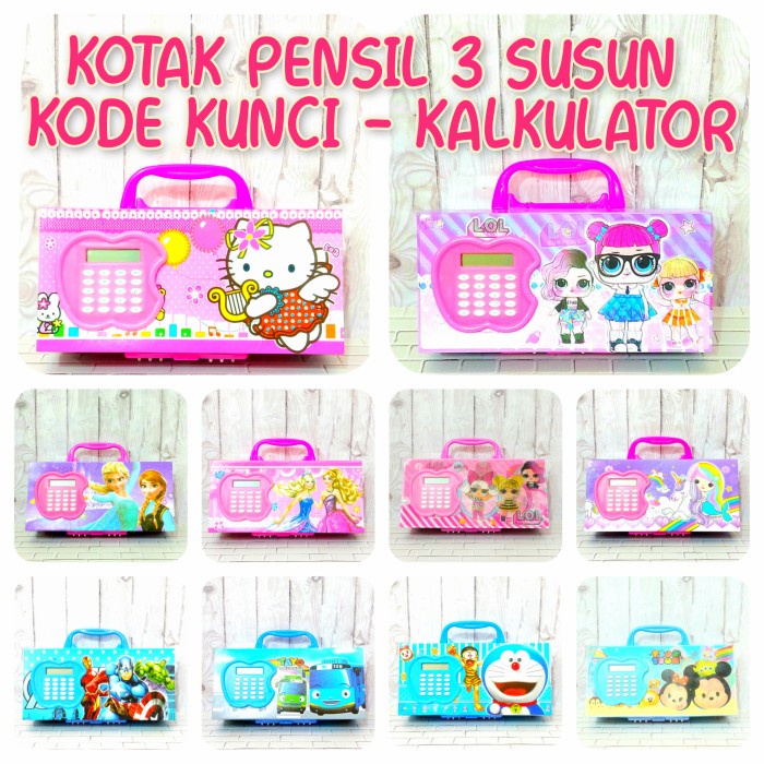 

BISA COD Kotak Pensil 3 susun Kode Kunci ada Kalkulator Motif kartun LOL Kitty - LITTLE PONY /ALAT