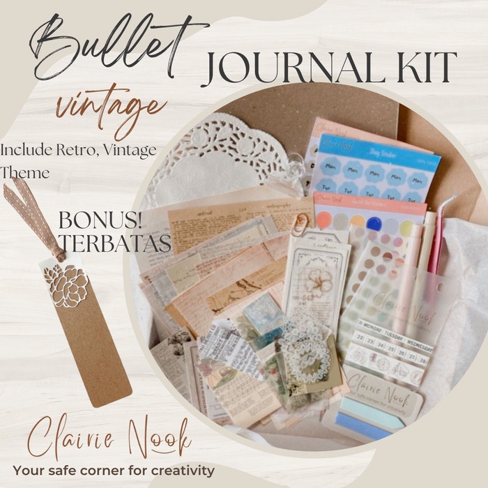 

Terlaris Nbook Clairie Nook Vintage Bullet Journal Kit - Dekorasi Notebook Scrapbook