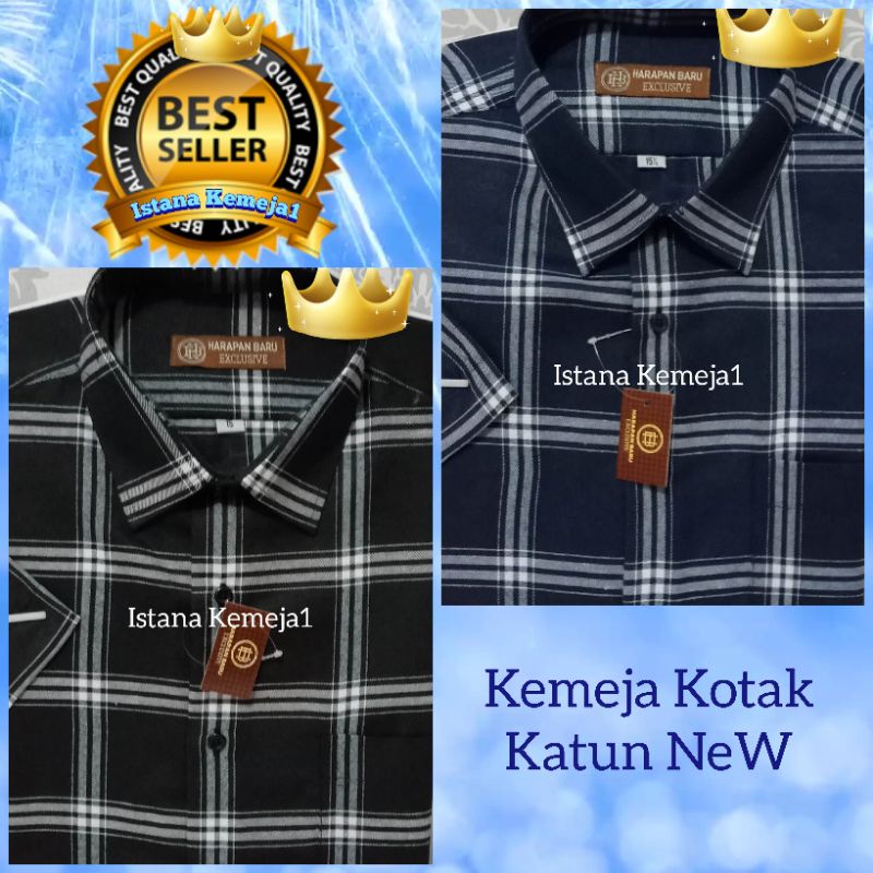 Kemeja Pria Kotak Kotak EXCLUSIVE HB Katun Lengan Pendek