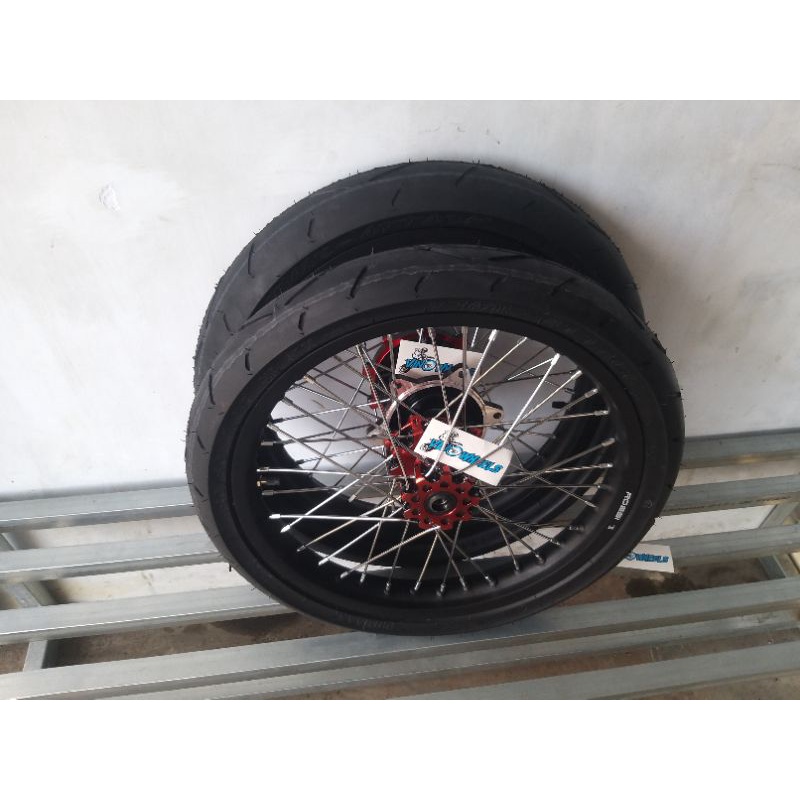 PAKET WHEELSET SEMI CACING HONDA CRF 150L VELG RODA SUPERMOTO ROSSI