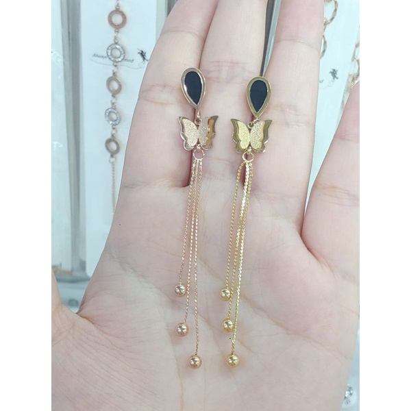 anting tusuk pajang kupu geliter titanium anti karat anti luntur