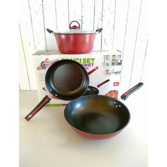 Kualitas terbaik] panci set anti lengket gsf / set isi 4