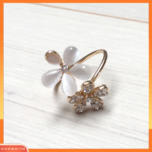 1 Pcs  Perhiasan Cincin Terbuka Bisa Disesuaikan Cincin Berlian Buatan Desain Bunga Aster Elegan