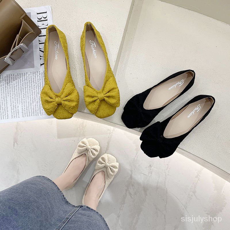 [✅BISA COD] #Sisjuly# Sepatu datar wanita / busur sepatu tunggal baru wanita / wanita seratus satu k