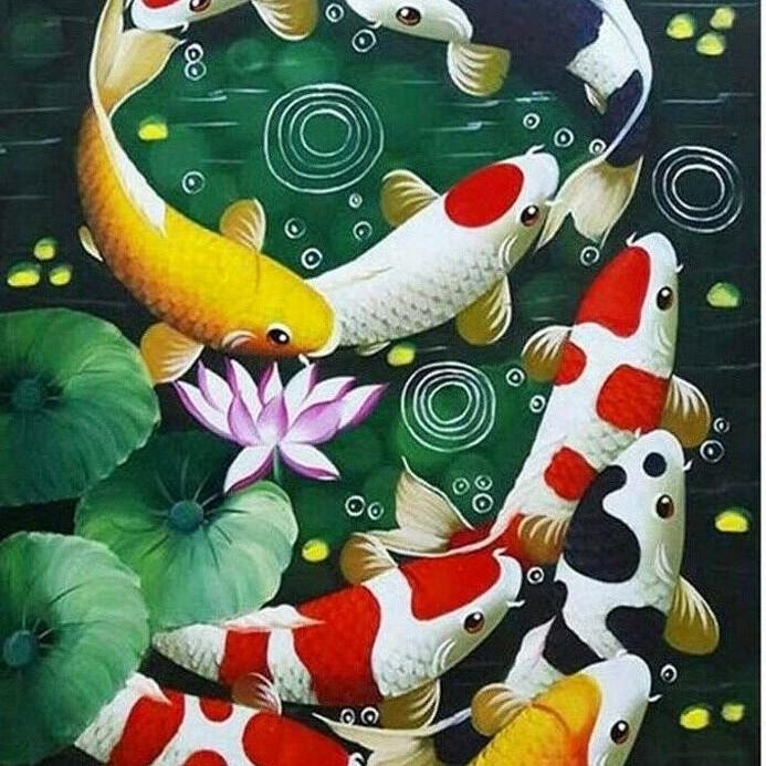 Terlaris Diamond Painting Full Diamond Koi Cross Stitch Kits Embroidery Home