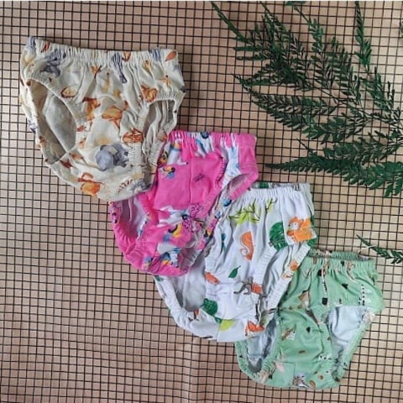 10 pcs(free pouch) Celana dalam anak  size 0-4th motif cewek