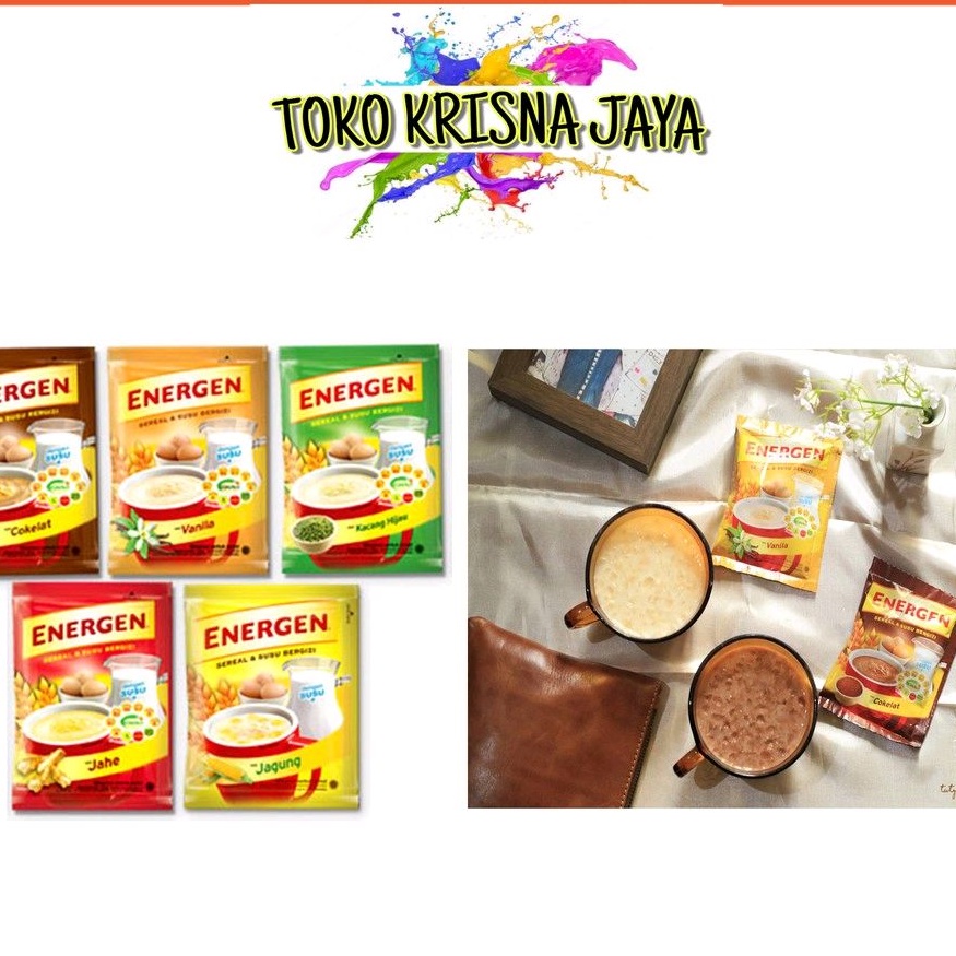 

ENERGEN SUSU & CEREAL SACHET RASA VANILLA | COKELAT | JAGUNG | KACANG HIJAU |JAHE RENCENG 25GRX10PCS