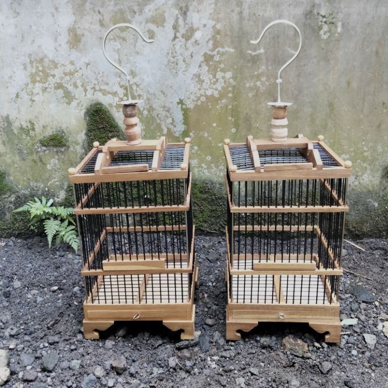 Sangkar mini kayu jati pleci Kolibri dan sejenisnya