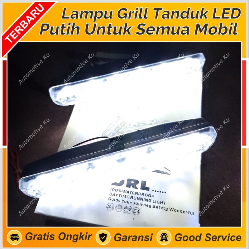LAMPU TEMBAK SOROT DRL LED MOBIL 6 MATA TERANG PUTIH CRYSTAL TANDUK DEPAN GRIL BUMPER MOBIL WATERPRO