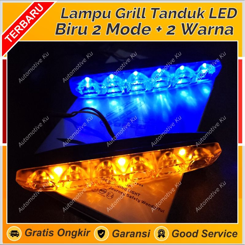 LAMPU TEMBAK SOROT DRL LED MOBIL 6 MATA TERANG PUTIH CRYSTAL TANDUK DEPAN GRIL BUMPER MOBIL WATERPRO