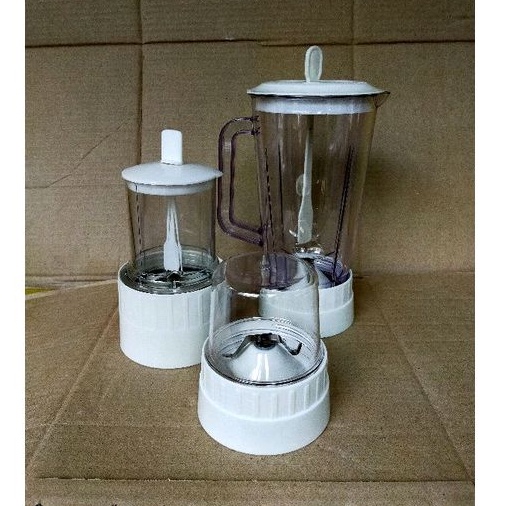 PAKET 3 IN 1 SET JAR JUS + CHOPPER BUMBU + SET MILL BUMBU BLENDER MIYAKO BL 101 / 102 PUTIH PLASTIK 