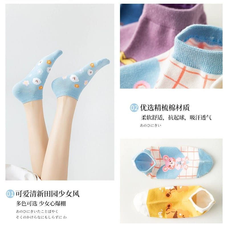 KAOS KAKI Angkle Semata Kaki Motif Boneka Warna Warni Kaos Kaki Cute Kaos Kaki Fashion Korea Unisex Cewek Cowok TERLARIS!!