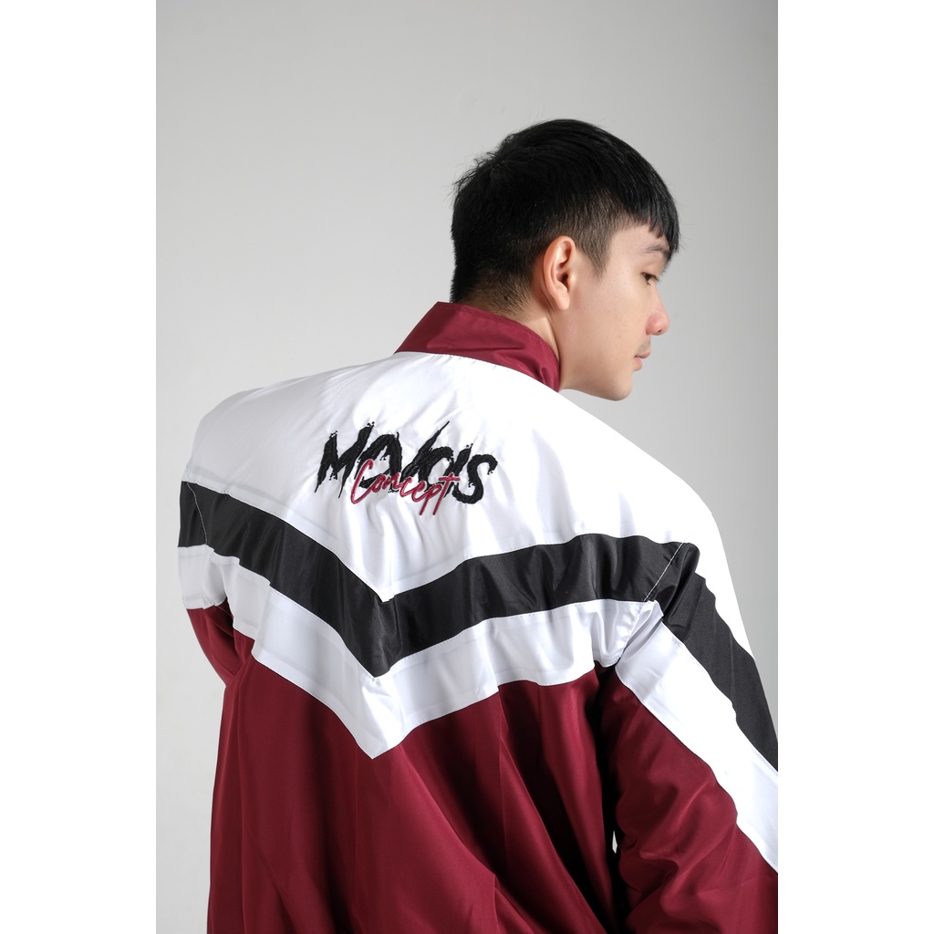 Mcvois Jaket Retro Pria Wanita Jacket Sport Maroon