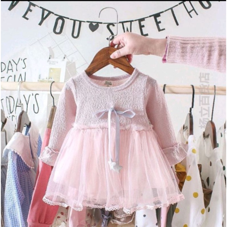Dress Baby Abu Bintang Tile/Fashion Anak Import