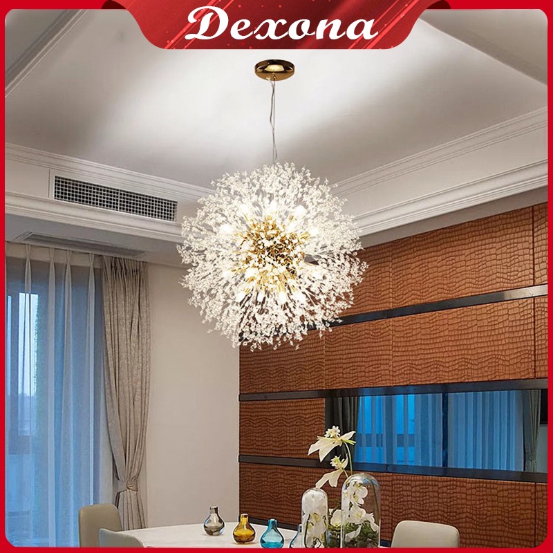 Lampu Gantung Kristal Bintang Dandelion 8/12 Bolham 3 Warna Chandelier Ruang Tamu Restoran Kamar Tidur Mal Perbelanjaan Lampu Dekoratif Lampu langit -langit