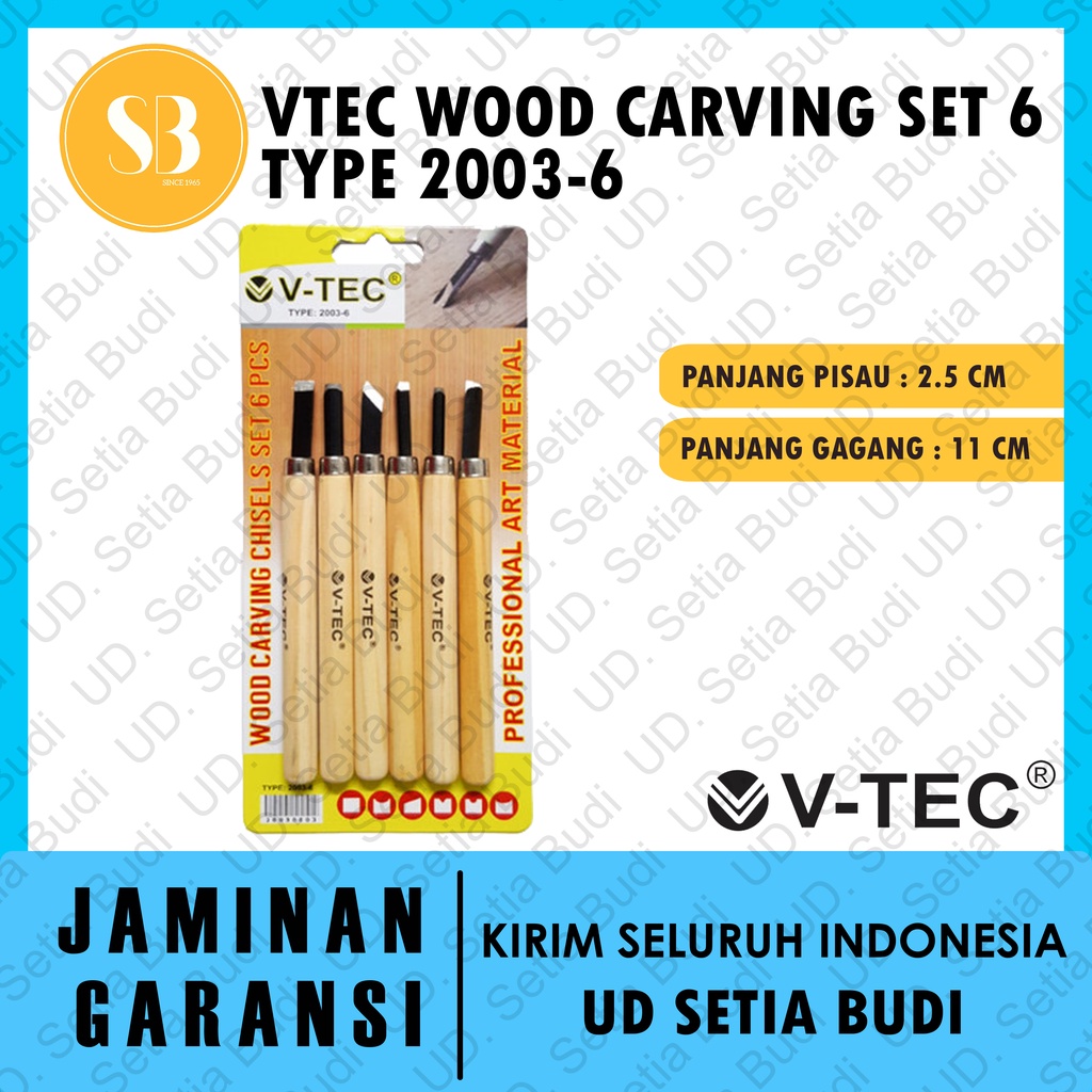 Pisau ukir kayu V-Tec wood carving chisels set 6 pcs type 2003-6