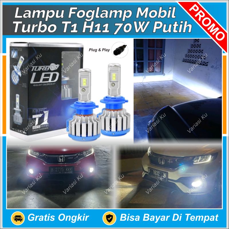 LAMPU FOGLAMP KABUT BUMPER  H11 SUPER TERANG LED TURBO T1 70 WATT PUTIH HEMAT DAYA (BISA UNTUK LAMPU